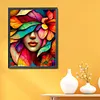 (Big Size)Color Half Face Girl - 11CT Stamped Cross Stitch - 50*60cm