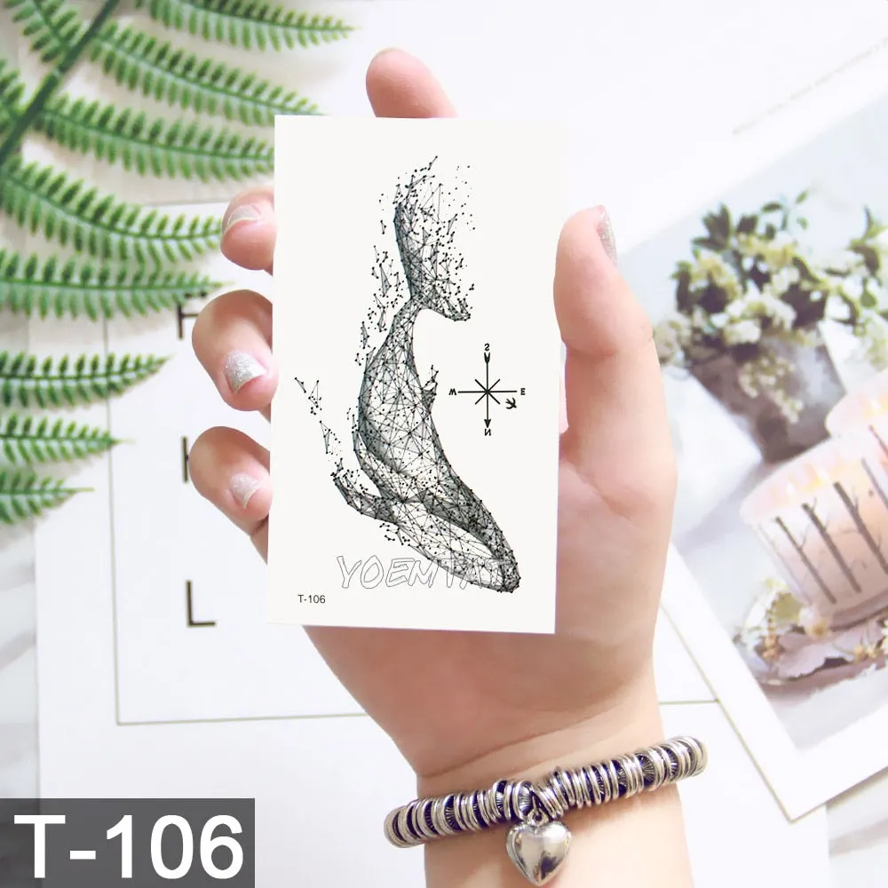 Waterproof Temporary Tattoo Sticker Cute Watercolor Cartoon Design Children Lamp Water Transfer Tatto Marine Man Girl Fake Tatoo