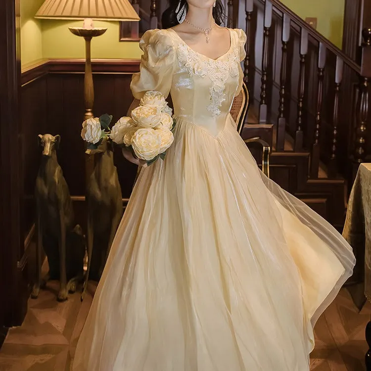 Women cottagecore Dress Yellow Dress for Women Summer Princess Skirt