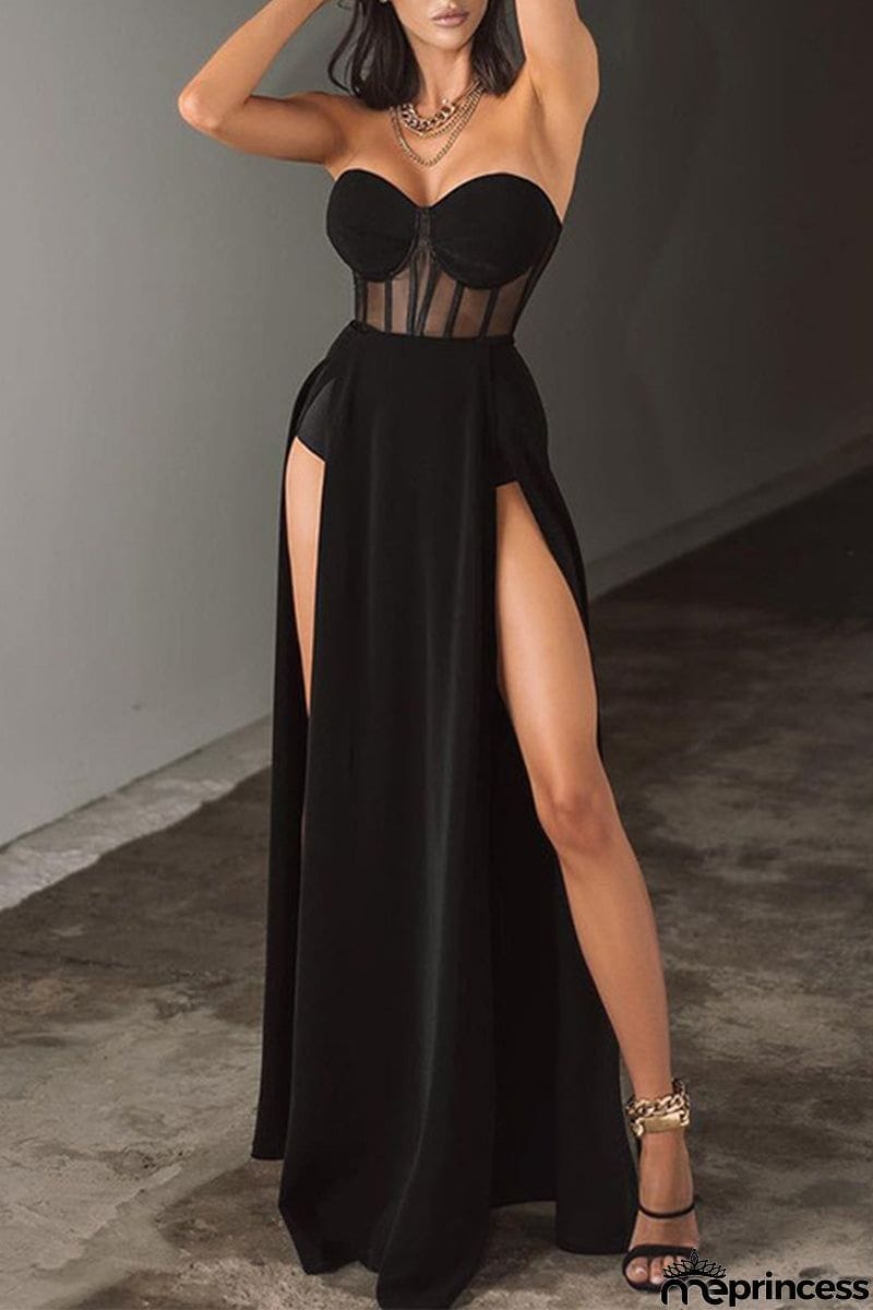 Sexy Elegant Solid Hollowed Out Strapless Dresses