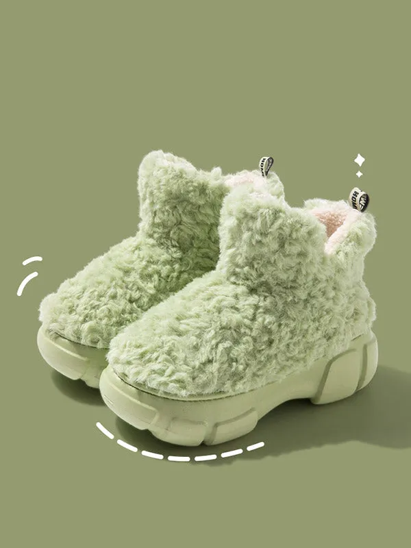 Round-Toe Split-Joint Velvet Boots Platform Shoes