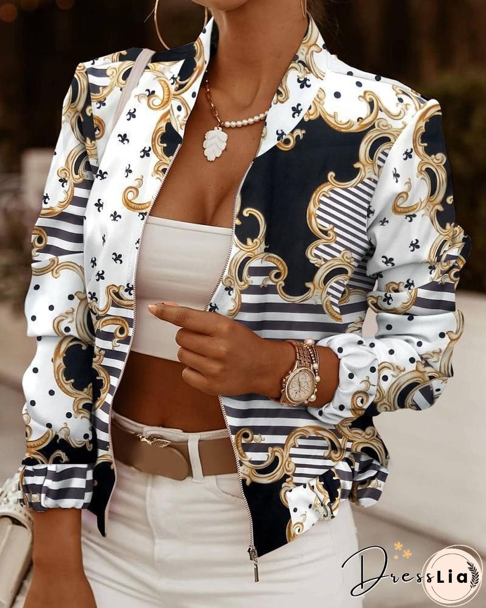 Lapel Slim Printed Suit Coat