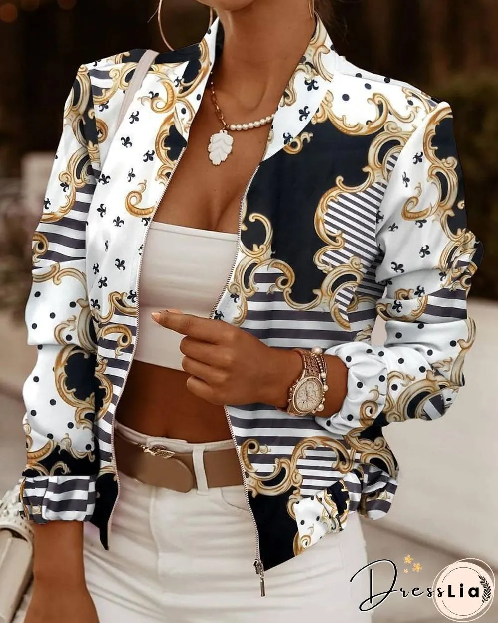 Lapel Slim Printed Suit Coat