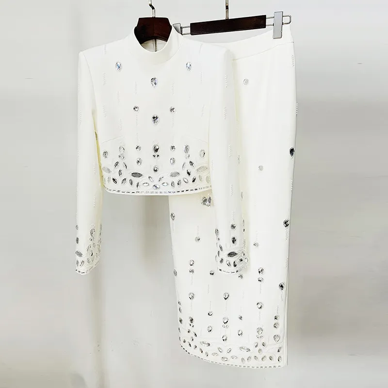Nigikala Nigikala Star Fashion New Heavy Industry Nails Studded Short Top Dress Suit Two Sets
