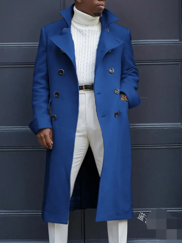 Brownm Brownm New Fashion Solid Color Collar Long-Sleeved Gentleman Coat Autumn And Winter Loose Coat In The Long Wind Coat