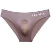 Men's Ice Silk Low - Waist Briefs with Breathable Comfort, Letter Design, Sexy Transparent Pouch for Sports