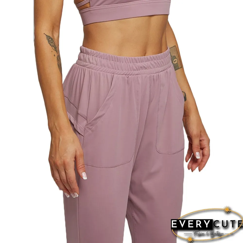 Light Purple Casual Skinny Pants With Pockets