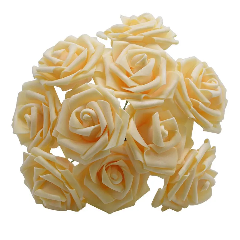 25 Heads 8CM New Colorful Artificial PE Foam Rose Flowers Bride Bouquet Home Wedding Decor Scrapbooking DIY Supplies