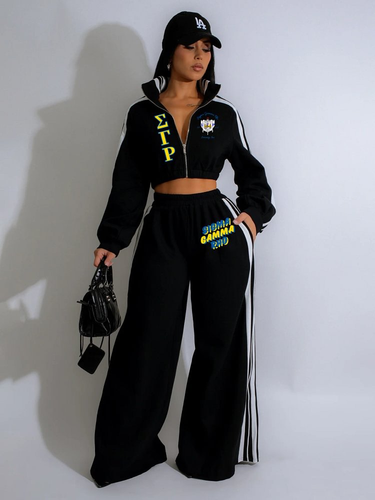 New fashion colorblocking zipper sweatshirt two-piece set