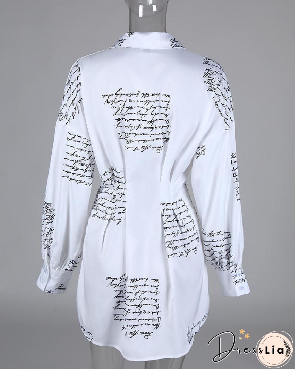 Letter Print Tight Waist Shirt Dress P13248
