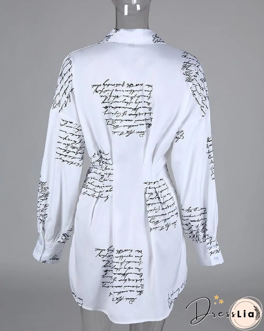 Letter Print Tight Waist Shirt Dress P13248