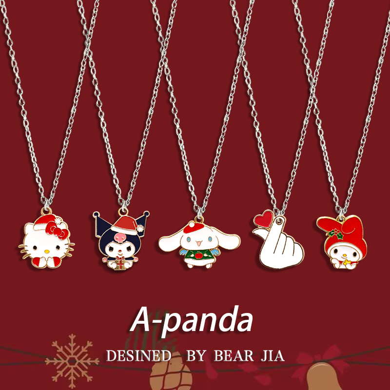Cute Necklace Jewelry Alloy Pendant Christmas Santa Clause New Year Present Best Friends Gifts