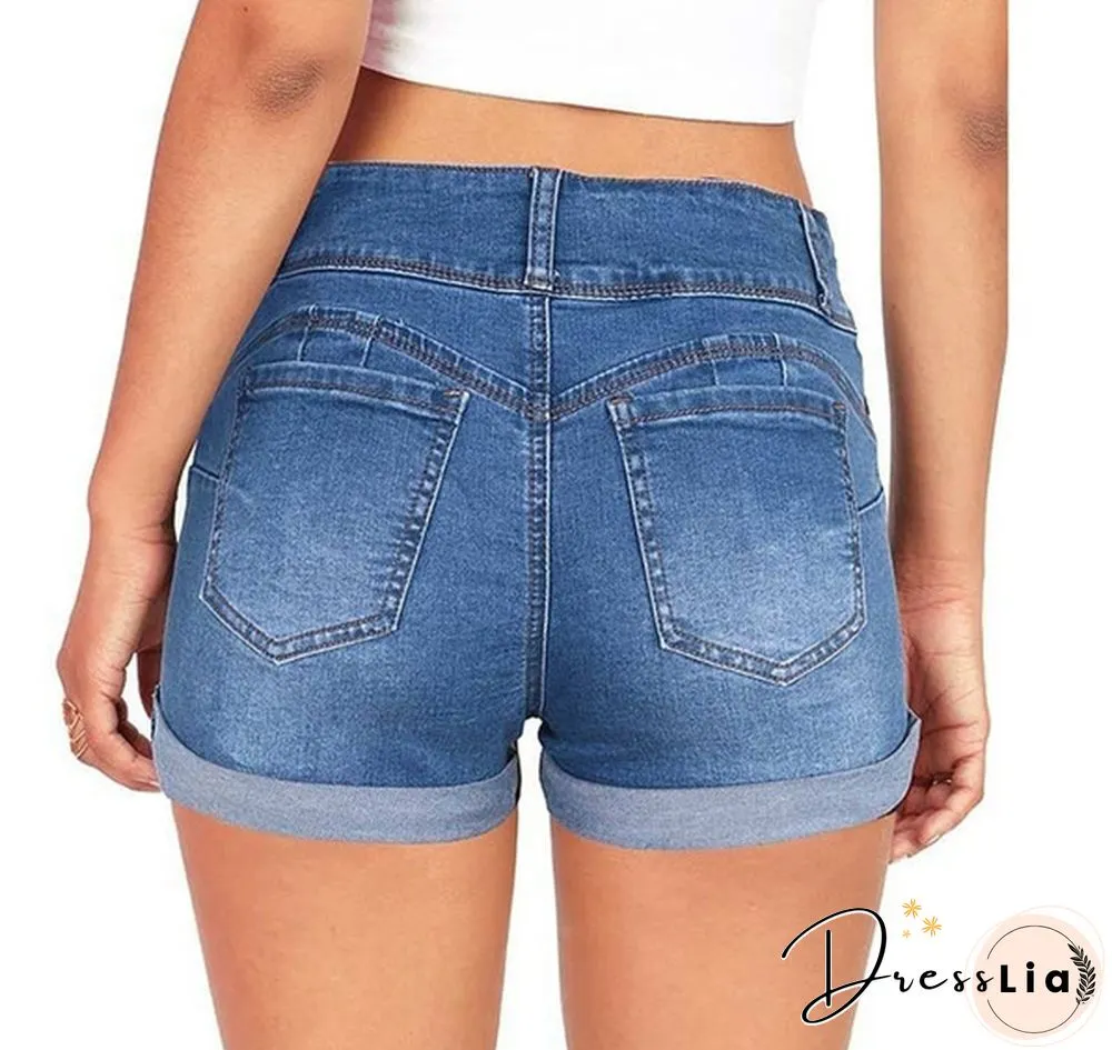 Plus Size Womens Ladies High Waist Short Jeans Shorts Denim Pants