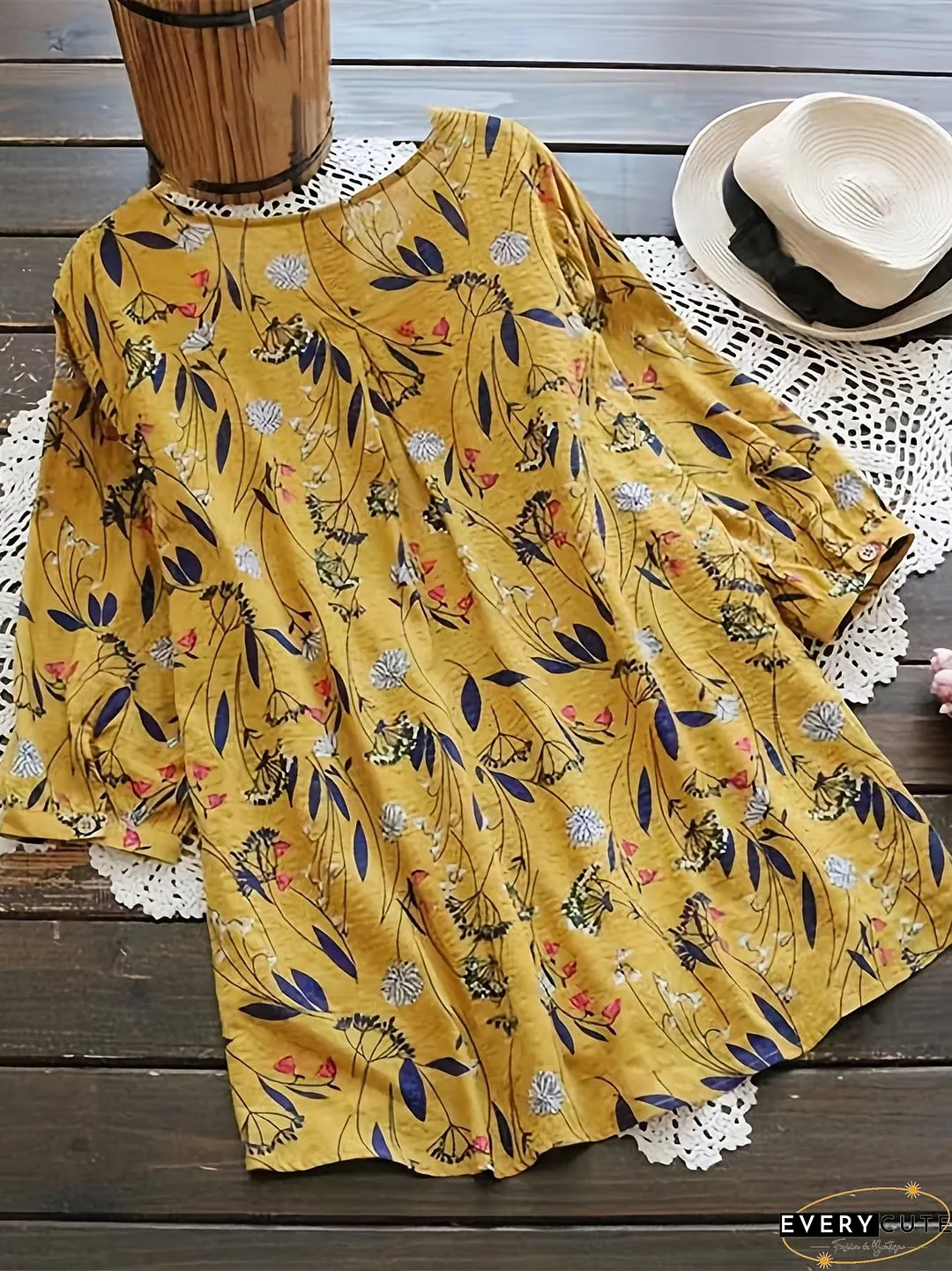 Women's Plus Size Floral Print Blouse