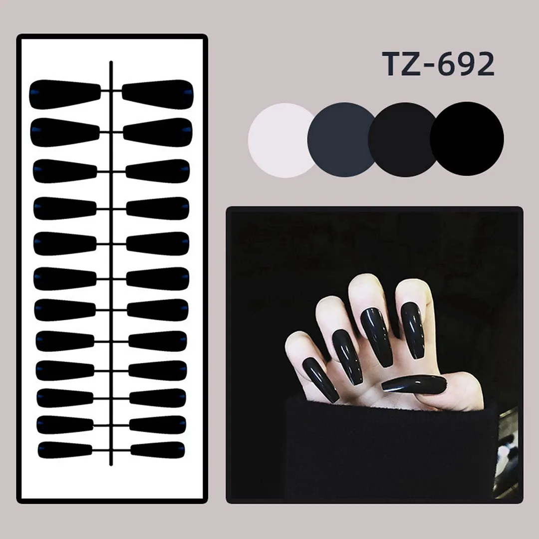 24Pcs Detachable False Nails Gourd Ballerina Coffin Wearable Fake Nails Full Cover Nail Tips Acrylic Manicure Tips Press on Nail
