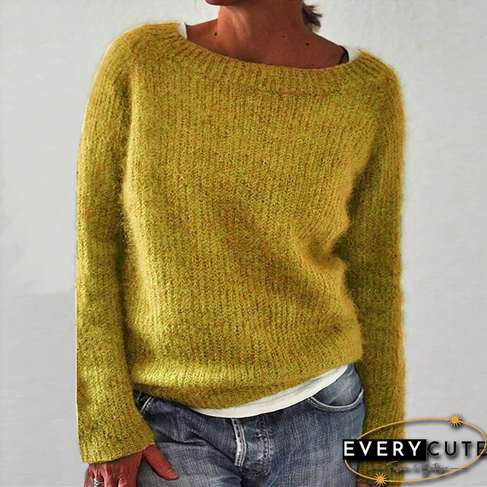 Casual Shift Plain Knitted Sweater