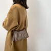 Fashion Plaid Pattern Crossbody Purse Women Woolen Shoulder Bag (Coffee)