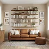 [US Local Warehouse] 5 Tier Floating Shelves Long Wooden Shelf 72x11.81in Adjustable Display Bookshelf with Heavy-Duty Bracket for Living Room Bathroom Kitchen