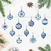 12Pcs DIY Diamond Painting Snowflakes Double Sided Keychain