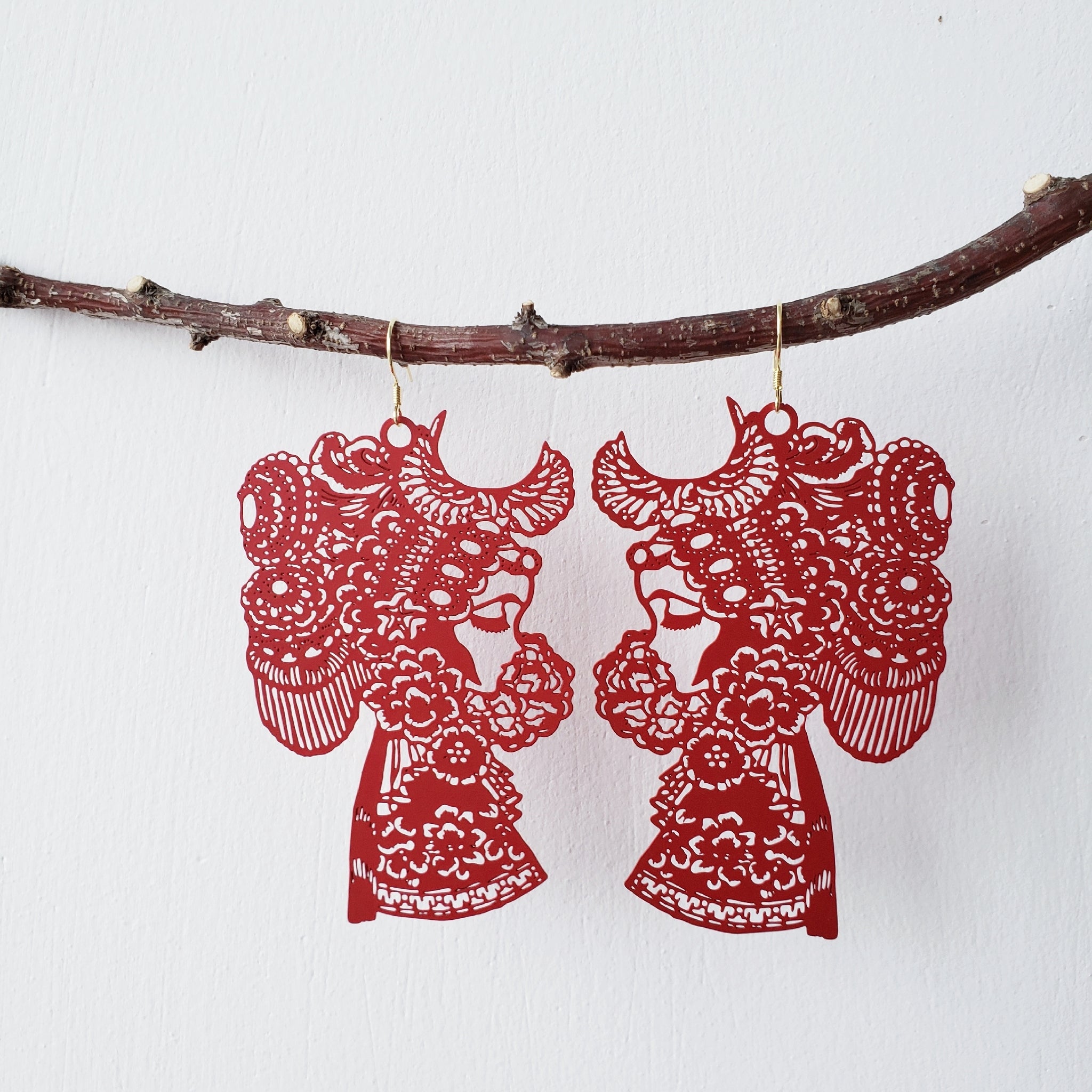 Chinese Style Earrings Peking Opera Facial Makeup Gold Plated Earring Ear Clips