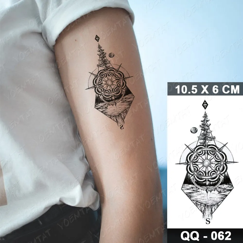 Waterproof Temporary Tattoo Sticker Small Lines Flowers Flash Tatoo Geometry Hand Arm Wrist Fake Tatto For Body Art Women Child
