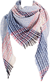 Women's Warm Woollen Scarf Triangle Shawls Winter Scarves Stripe Plaid Scarf