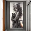 Black Cat Girl-11CT Stamped/14CT Counted Cross Stitch 50*100cm/19.69*39.37in(Big Size)