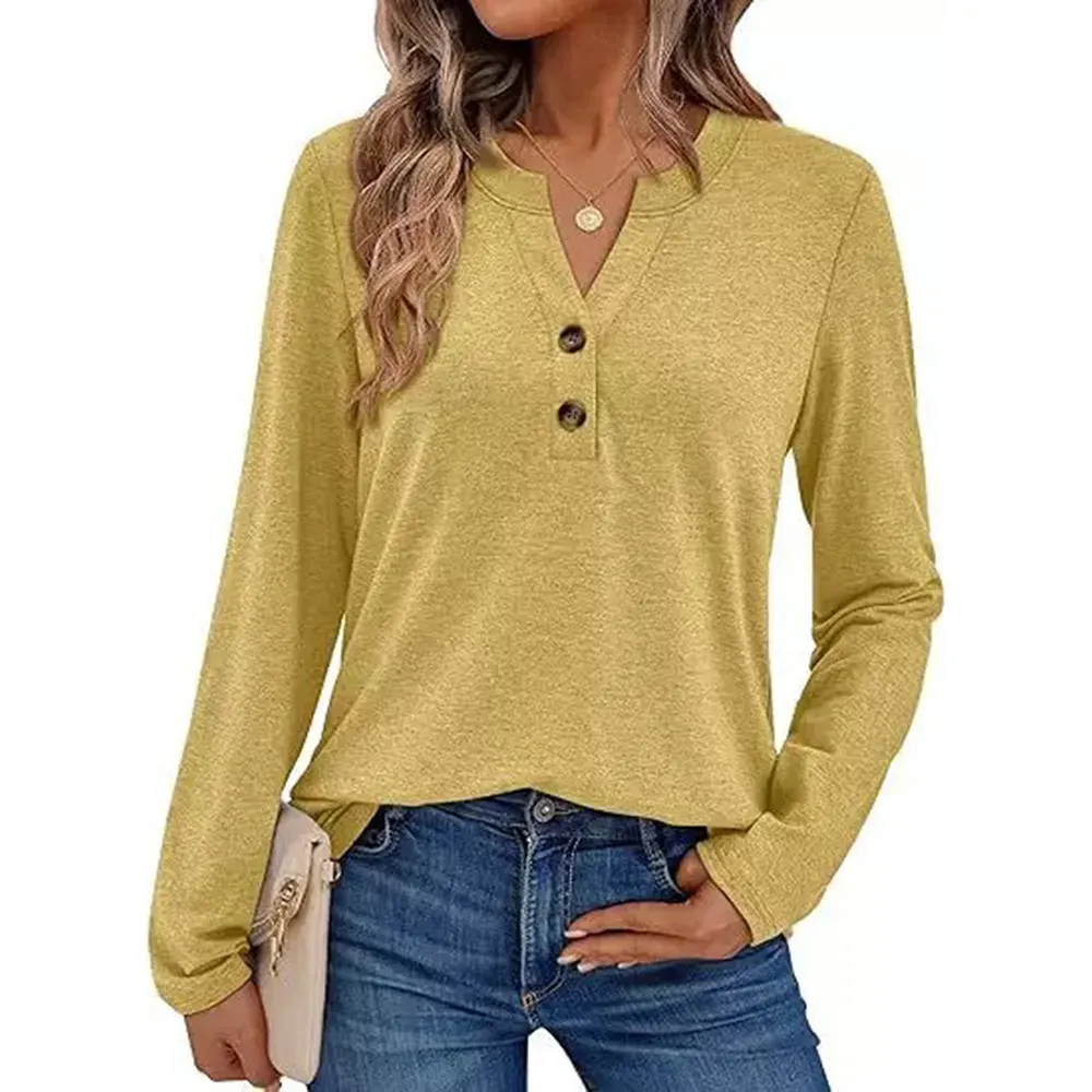 Athvotar Athvotar 2025 Spring And Autumn Women's Long Sleeves V-Neck Shirt Home Business And Leisure Shirt Women