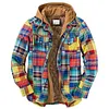 Men's Classic Flannel Retro Plaid Shirt Hooded Jacket Coat