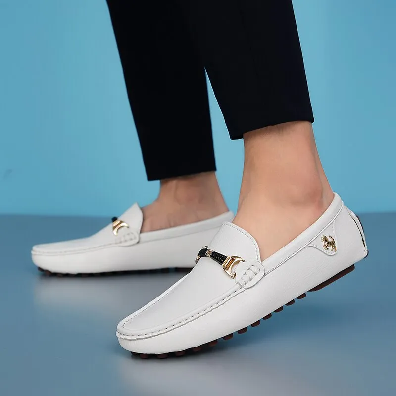 YRZL Loafers Men Luxury Fashion Driving Flats Black White Slip-on Shoes Minimalist Style Casual Leather Shoes Men Shoes Size 48