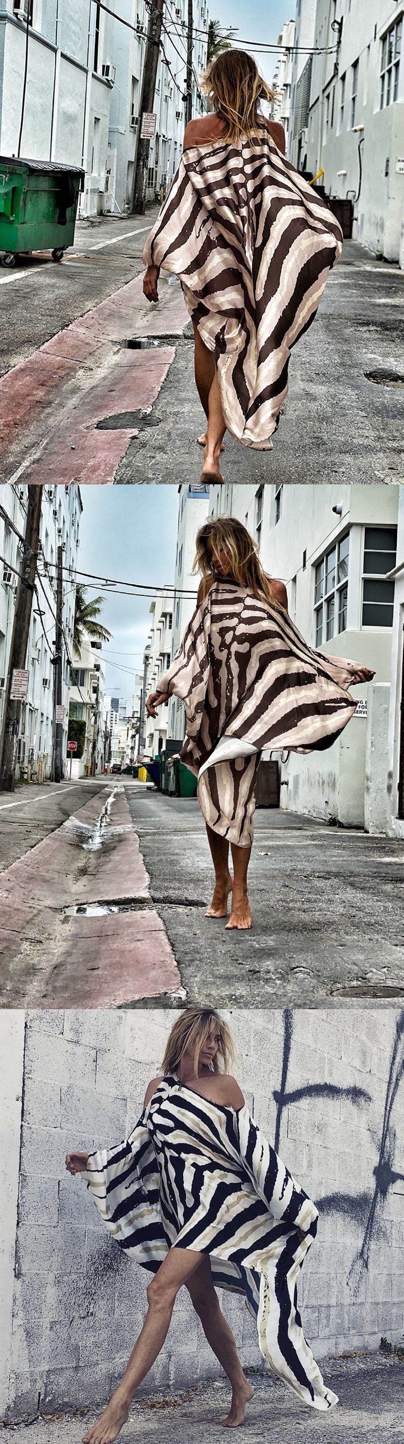 2025 Summer New Printed Dresses Women Sloping Shoulders Loose Casual Beach Vacation Irregular Dress Fashion Beachwear Vestidos