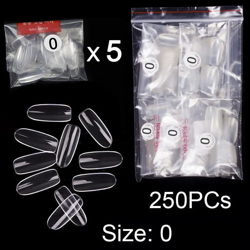250 PCS Same Size Fake Nails Oval Shape False Nail Tips For Drawing Nail Design Acrylic Full Nails Art Size 0 1 2 3 4 Available-Nail Inspo