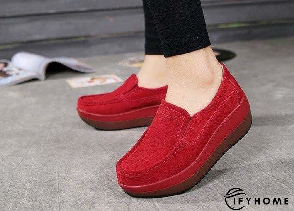 Women's Platform Loafers Flat Shoes Cow Suede Leather Moccasins Shoe | IFYHOME