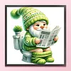 (Small Size)Gnome Goes To Toilet - 18CT Stamped Cross Stitch - 25*25cm