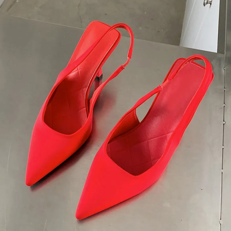 Size 35-41 Purple Thin High Heels Pumps Fashion Pointed Toe Slip-On Ankle Strap Stiletto Slingbacks Sandals Women Dress Shoes