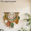 (Finished Product)Bohemian Handmade Leaf Wall Art No Drilling Handmade Craft Macrame Wall Decor Handmade Woven Leaf Tapestry for Apartment Living Room Bedroom Nursery Backdrop