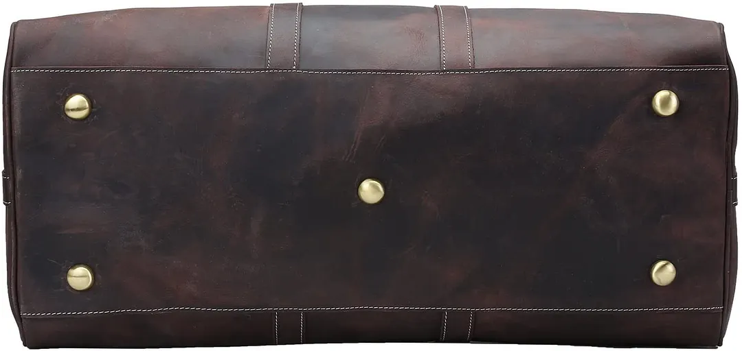 22 Inch Full Grain Leather Travel Duffel Weekender Bag Overnight Duffle Bag For Men