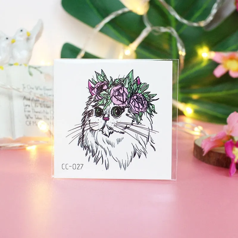 Cartoon Cat and Dog Face Stickers Tattoo Stickers Waterproof Girl/Child Cute Makeup Stickers Small Tattoo Pet Temporary Tattoos