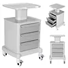 [US Local Warehouse] Medical Cart with 3 Drawers & 4 Wheels & 1 Top Tray Rolling Cart 66 LBS Load Salon Trolley for Hospital Office Bedroom Clinic