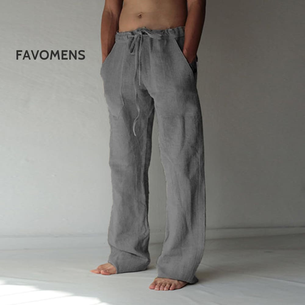 Mens Linen Cozy Casual Pants Gray / S