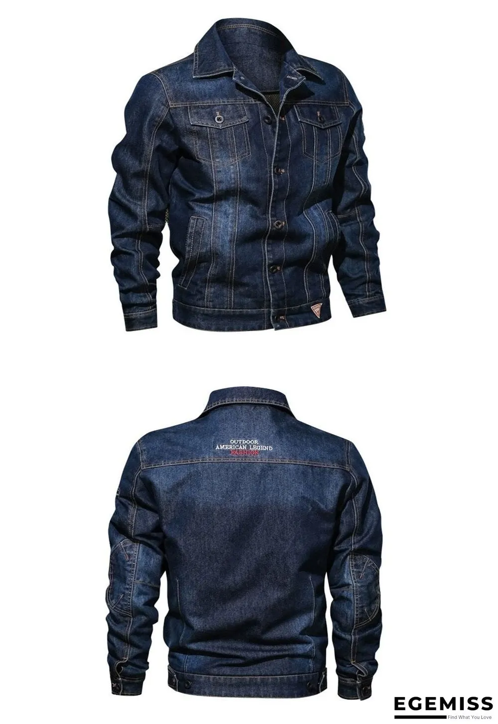 Denim Jacket Men's Lapel Embroidery Casual Mens  Jeans Jackets Multi-pocket Male Cowboy Coats | EGEMISS