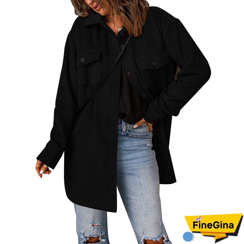 Fashion Corduroy Coat Women's Winter New Solid Color Single-breasted Casual Lapel Woolen Coat Women