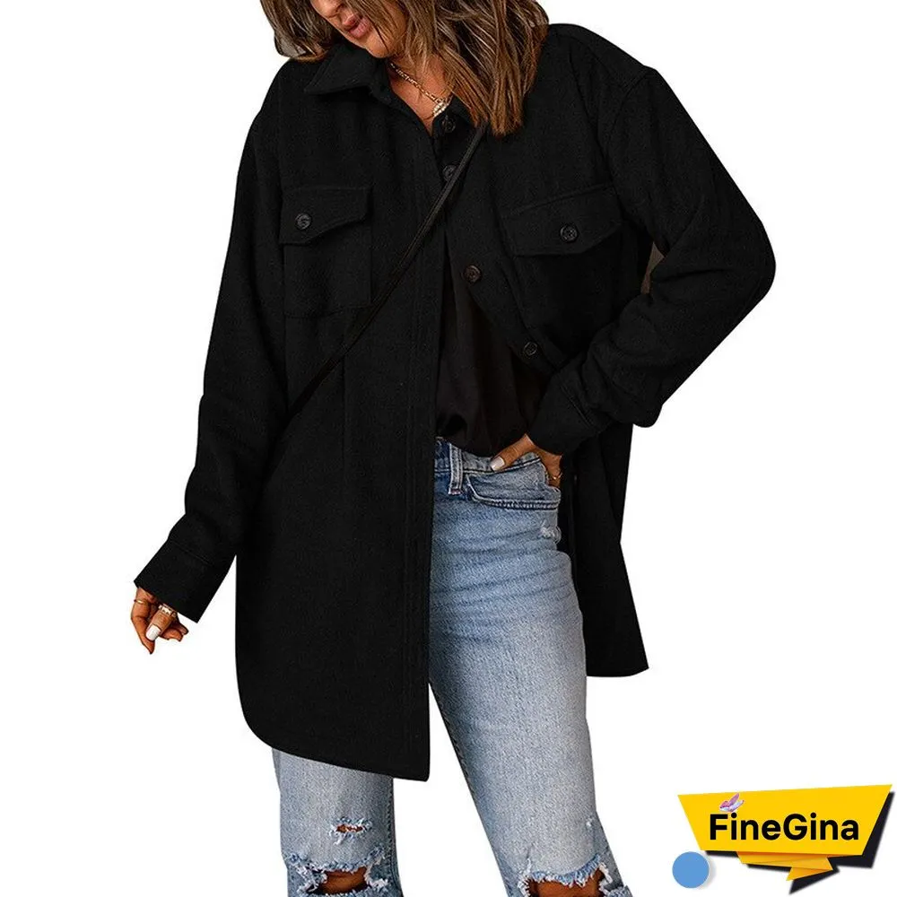 Fashion Corduroy Coat Women's Winter New Solid Color Single-breasted Casual Lapel Woolen Coat Women