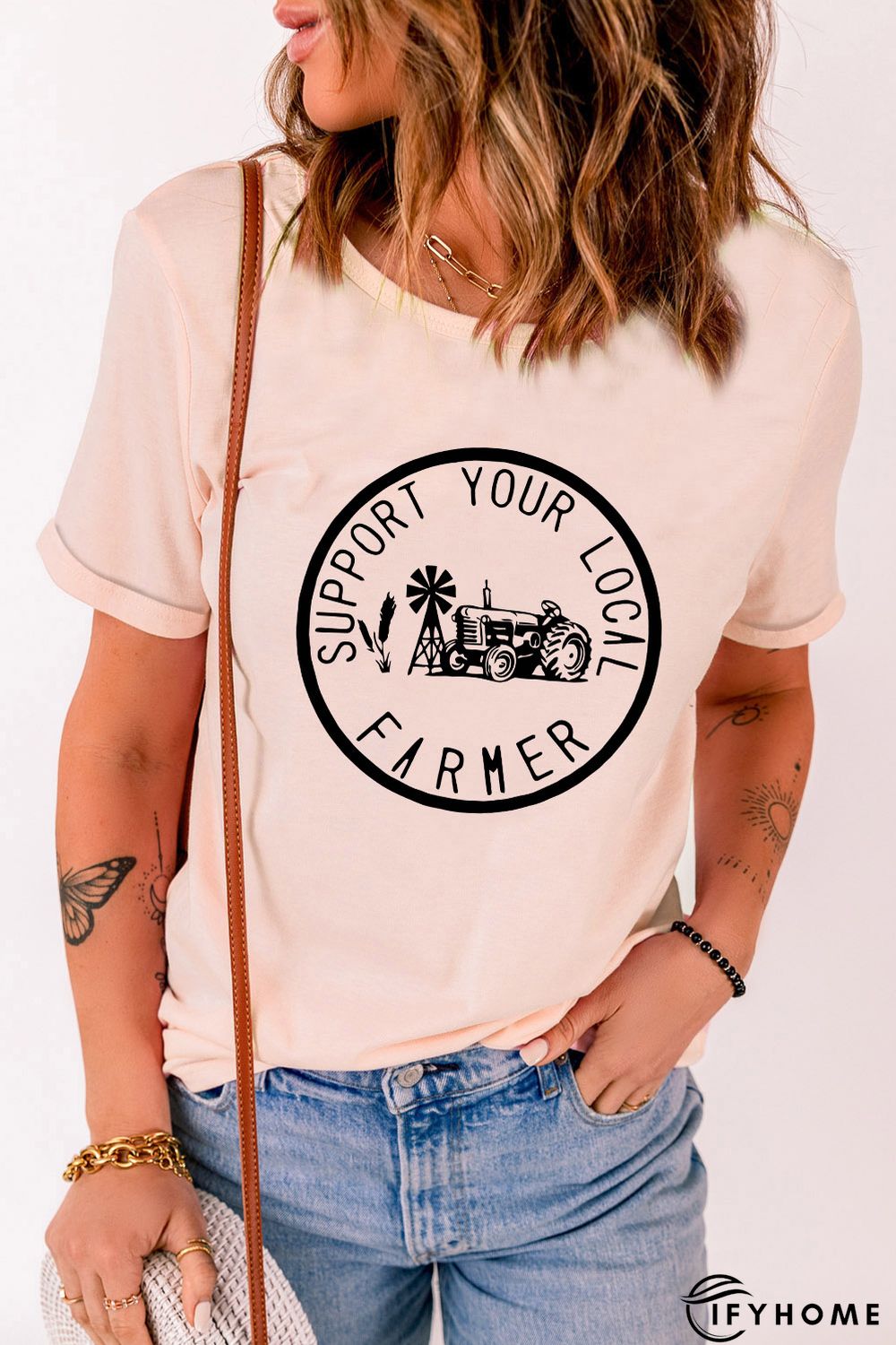 Pink Support Your Local Farmer Graphic Tee | IFYHOME