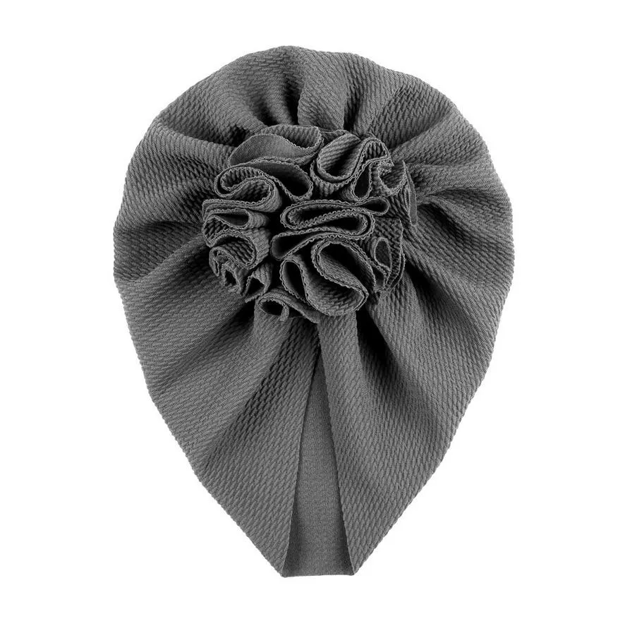 Newborn Baby Infant Toddler Boys Girls Solid Head Wrap Turban Cap Headband Beanie Hats Big Ruffled Flower Caps