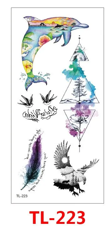 Waterproof Temporary Tattoo Sticker Mermaids Animals Flowers Designs Tattoos Body Art Arm Fake Tatoo Women Men