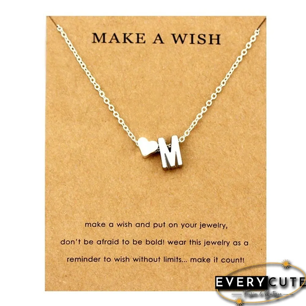 Fashion 26 Letters Sweater Chain Necklace Tiny Love Heart Pendants for Women Collier Lovers Gift Choker Necklace Pendant Gifts Jewelry Friendship Gifts