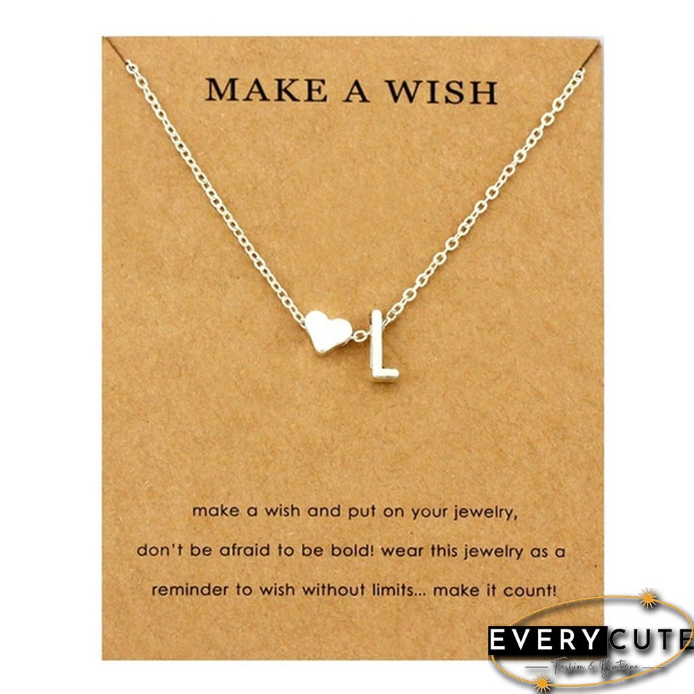 Fashion 26 Letters Sweater Chain Necklace Tiny Love Heart Pendants for Women Collier Lovers Gift Choker Necklace Pendant Gifts Jewelry Friendship Gifts