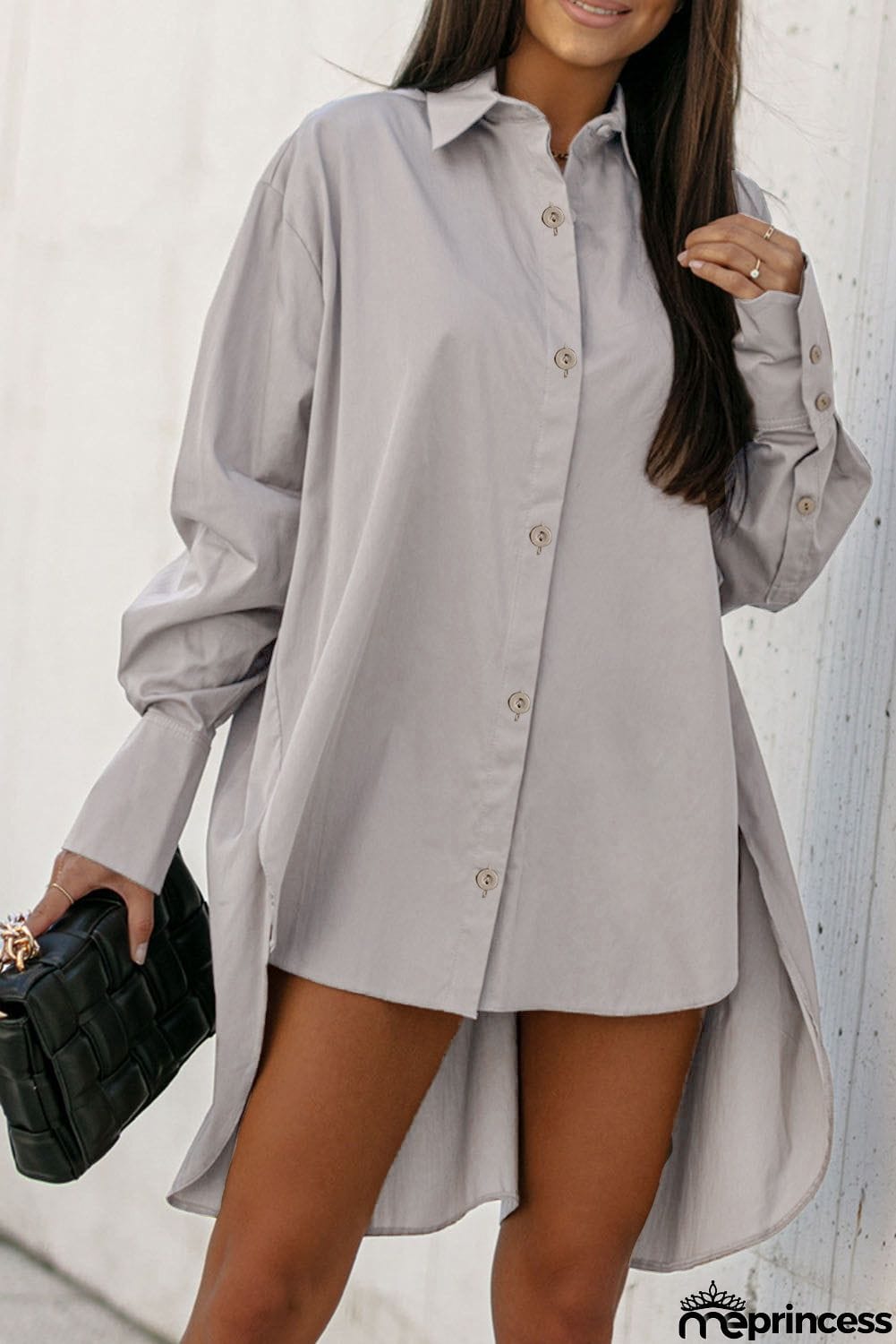 High Low Buttoned Long Sleeve Shirt