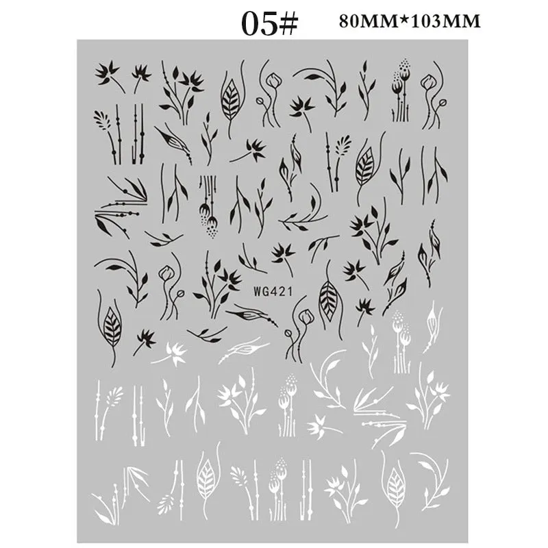 1 Sheet Christmas 5D Nail Stickers Gold And Sliver Snowflakes Transfer Nail Decals Slider Decoration For Manicuries